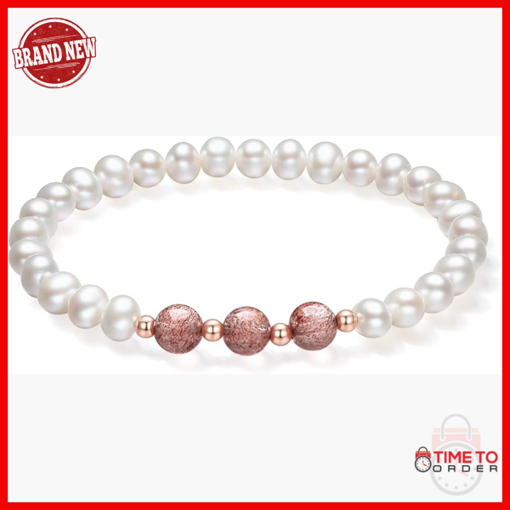 18k Gold Stretch Bracelet With Freshwater Pearls And Quartz Jade Beads
